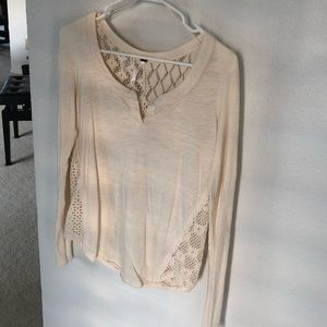 Free People cotton shirt w/ woven patterns on back